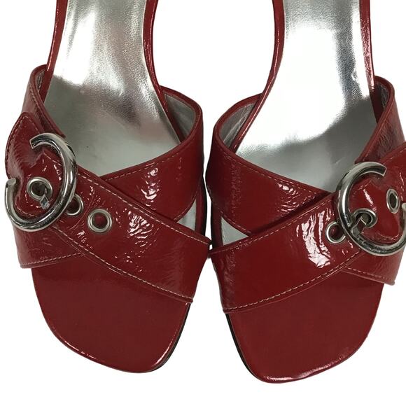 NEW Joan & David Red Patent Leather Mule Slip On Sandals sz 8 1/2 8.5 - Picture 13 of 15